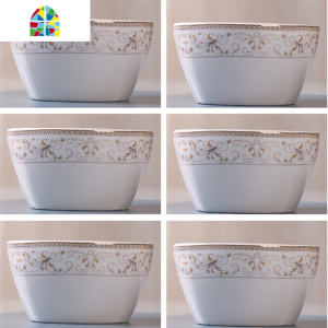 景德镇陶瓷碗碟套装家用饭碗10个装可爱创意韩式方碗微波炉专用碗 FENGHOU 10个时尚小姿方碗[微波炉适用]