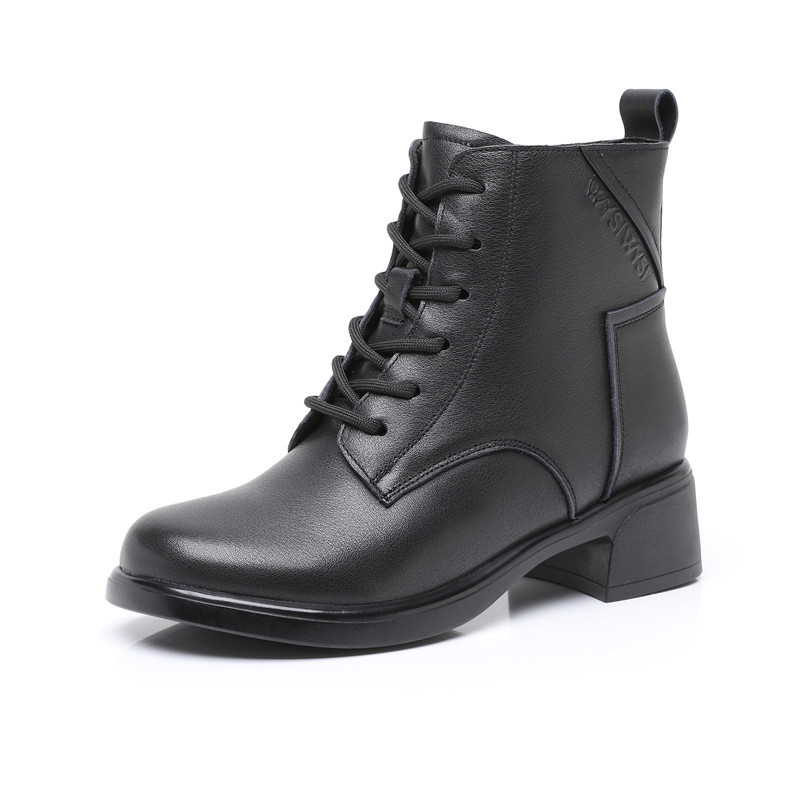 真皮英伦风复古马丁靴女25秋冬新加绒保暖侧拉链软底休闲短靴棉鞋