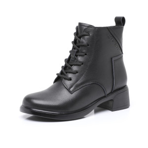 真皮英伦风复古马丁靴女25秋冬新加绒保暖侧拉链软底休闲短靴棉鞋