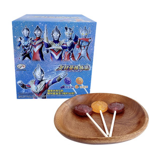 不二家奥特曼棒棒糖盒装280g(28支)葡萄香橙味结婚喜糖休闲零食品