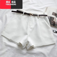 YIBUSHENG2024季新款时尚百搭高腰显瘦西装短裤休闲裤阔腿裤短裤配皮带女