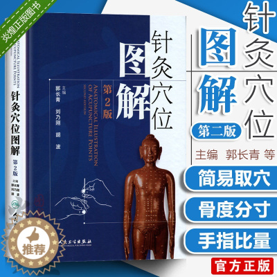 [醉染正版]针灸穴位图解第2二版郭长青人民卫生出版社1300余幅彩图 定位取法穴位解剖 图书 刺法均有精美彩图中医针灸艾