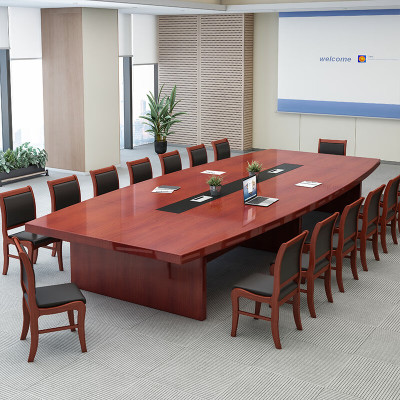 域赢油漆会议桌长桌贴木皮会议长条桌大型会议桌3米含10把椅