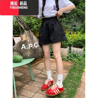 YIBUSHENG松紧腰纯色休闲裤直筒裤女学生潮季宽松显瘦中裤阔腿裤短裤裤子