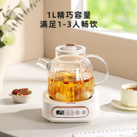 小浣熊养生壶办公室煮茶壶家用迷你煮茶器多功能玻璃烧水壶 白色1L
