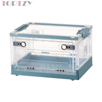 toptzy TZ5071717 户外便携透明折叠箱家用衣物防尘储物柜 透明配蓝色 510*360*300