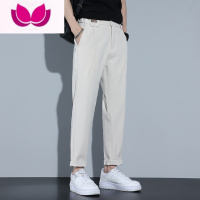七斓2023夏季新款直筒小西裤男士宽松款垂坠感男生休闲长裤子男款