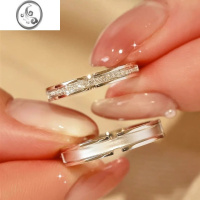 JiMi蒹葭与白露情侣戒指一对银银色小众设计婚戒男女对戒情人节礼物