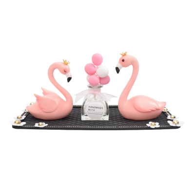 车载摆件香熏饰品汽车可爱创意装饰品-小雏菊垫+粉白气球+展翅火烈鸟