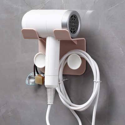 艺呈吹风机架免打孔卫生间置物架浴室挂架风筒支架收纳电吹风壁挂架子珊瑚粉（适用99%吹风机）浴室置物架