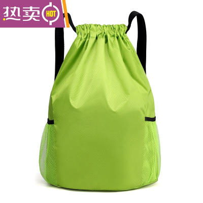 NEWLAKE定制束口袋双肩包牛津布旅行包大容量女运动健身背包男抽绳篮球包绿色大号