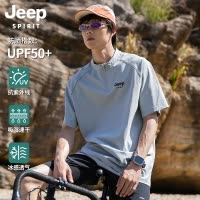 吉普冰丝男士短袖T恤2025新款夏季宽松户外运动上衣男装半袖衣服