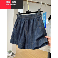 YIBUSHENG欧货高端松紧腰休闲牛仔短裤女季薄款宽松高腰A字阔腿裤热裤潮