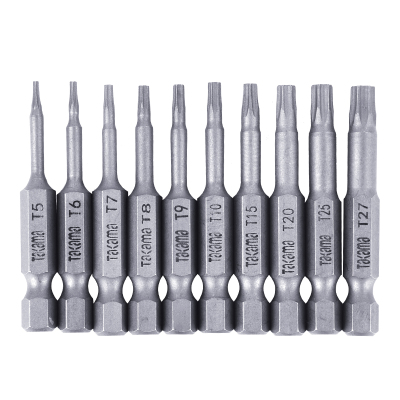 takama(高松)406006 T形梅花螺丝批头套装10件套起子头旋具头电动批头S2带强磁 T6
