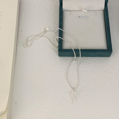 s925纯银天蓝猫眼石蝴蝶结项链叠戴气质锁骨链颈链轻奢高级感送女朋友老婆情人节七夕生日礼物