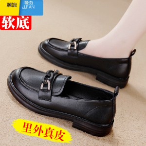 聚范红青蜓小皮鞋女2024春季英伦风女鞋软底防滑平底乐福鞋女单鞋