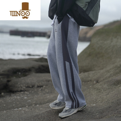 YANXUE2023秋季新款男卫裤370g华棉拼色复古运动休闲裤舒适垂感长裤子