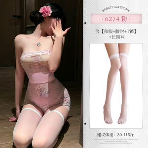 霏慕性感情趣内衣抹胸包臀短裙刺绣印花网纱大蝴蝶结日系和服装睡裙午夜魅力床上衣服女式情趣睡衣6274