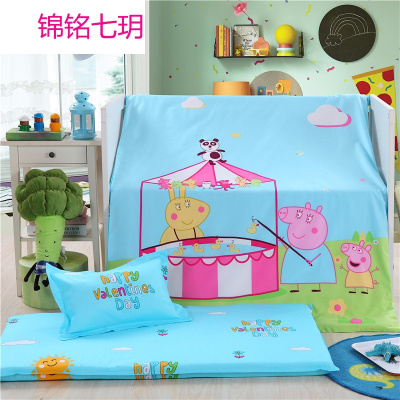 锦铭七玥全棉幼儿园三件套婴儿床套件宝宝午睡被褥不含芯环保一件代发