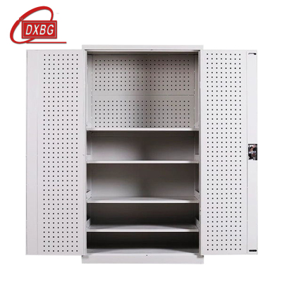 DXBG工具柜加厚铁皮储物柜工厂车间用带抽屉汽修多功能收纳柜通门带网柜灰白色