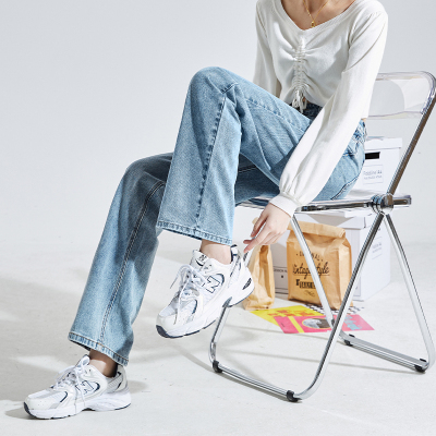 [3件8.5折101.9元,叠加优惠券]唐狮春季新款牛仔裤女高腰显瘦修身直筒百搭宽松阔腿拖地裤子女