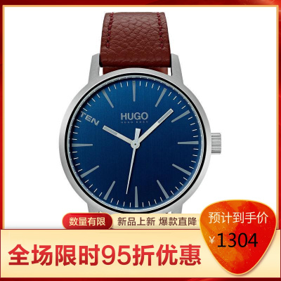 雨果博斯（Hugoboss）LeatherStrapWatch40mm男士石英表时尚百搭商务休闲男士腕表Brown