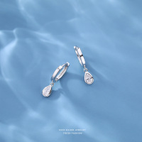 s925纯银水滴锆石耳环女轻奢小众设计张子枫同款气质耳扣耳饰批发送女朋友老婆情人节七夕生日礼物