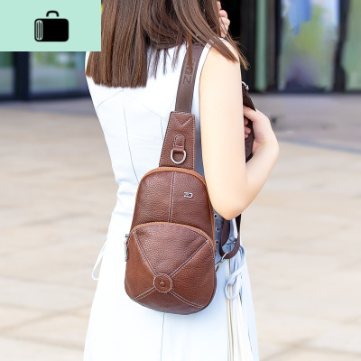 皮胸包女男新款头层牛皮韩版潮单肩包时尚百搭小包胸前斜挎包包NEW LAKE女斜挎包