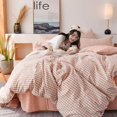 美帮汇水洗棉四件套全棉全棉北欧风床单被套床上用品款单人三件套