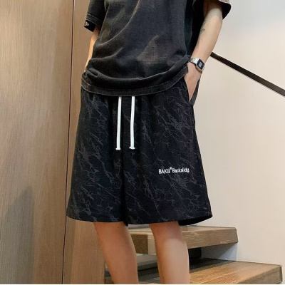 夏季新款美式短裤男潮牌薄款设计感小众宽松大码运动裤_3_108