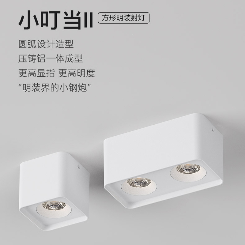 仙人掌照明方形led明装射灯筒灯防眩邦可臣照明双头斗胆灯天花灯