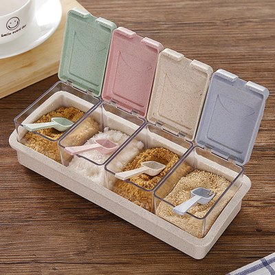 家用调味品收纳盒套装组合塑料调味瓶厨房用品盐罐糖罐调料罐生活日用家用家居收纳套装调料盒