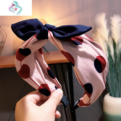 韩式发捆发箍彩色波点蝴蝶结头箍网红洗脸发带甜美发卡宽边布艺女你那么美黑色发夹