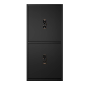 易企采 钢制加厚电子保密柜指纹密码文件柜办公财务资料柜带轮保险箱矮柜黑色款