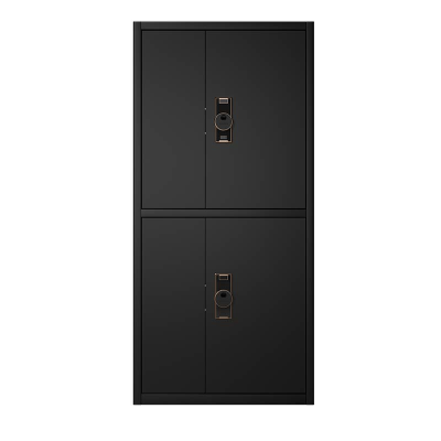 易企采 钢制加厚电子保密柜指纹密码文件柜办公财务资料柜带轮保险箱矮柜黑色款