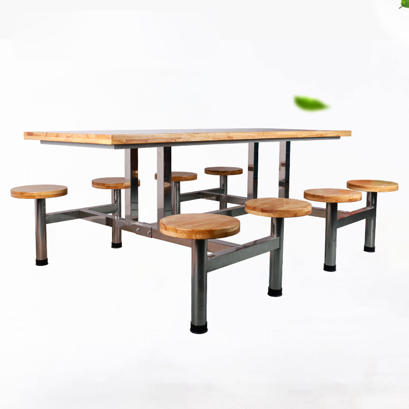 CZ0010101 八人位餐桌实木不锈钢圆凳餐桌