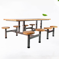 CZ0010101 八人位餐桌实木不锈钢圆凳餐桌