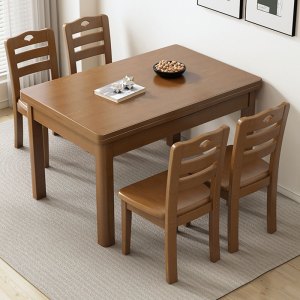 质凡实木方桌家用长方型餐桌一桌六椅ZF-CZ601/1300*800*750/套