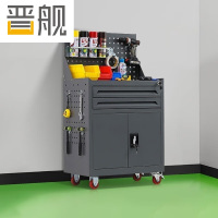 晋舰工具车移动维修收纳柜工具架多功能工具箱五金工具柜深灰二抽带网
