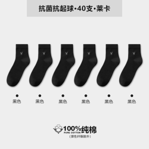 花花公子袜子男款秋冬季纯棉中筒袜防臭吸汗男士全棉抗菌透气男袜