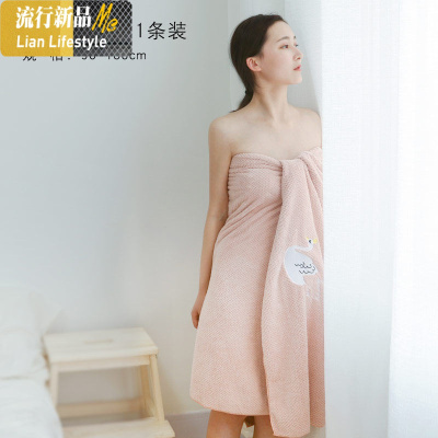 天鹅浴巾家用女洗澡成毛巾柔软吸水速干裹胸不毛 三维工匠