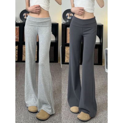 翻腰运动微喇裤女新款春秋季小个子低腰喇叭裤辣妹瑜伽卫裤子