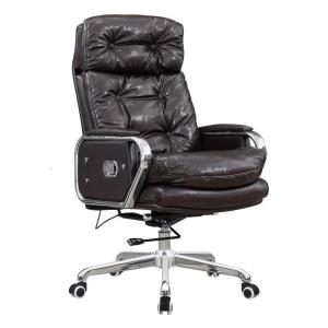 汐岩可躺老板椅家用现代简约升降老板椅旋转靠背职员椅办公椅1109 老板椅钢制脚固定扶手