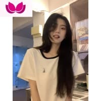七斓橘子树在哪儿 白色正肩短袖T恤女夏休闲百搭半袖上衣针织圆领体恤
