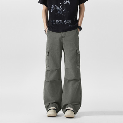潮牌美式高街新款复古口袋工装裤潮流休闲宽松机能户外长裤直筒裤