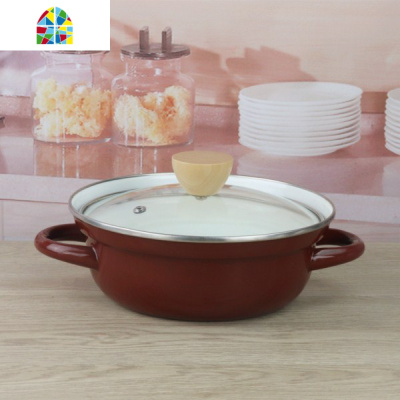 日式加厚搪瓷锅汤锅火锅小煮锅防溢锅桌上锅平底火锅小肥圆搪瓷锅 FENGHOU 18cm橙色防溢锅1.5L