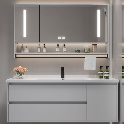  邦可臣智能陶瓷一体洗手洗脸盆浴室柜组合40CM宽超窄小户型卫生间洗漱台