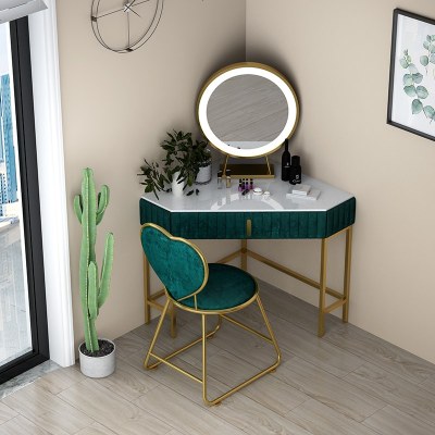 北欧轻奢三角转角梳妆台拐角化妆台化妆桌卧室现代简约网红ins风