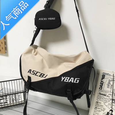 封后单肩斜挎包男士潮牌大容量工装包学生休闲ins日系机能邮差跨包女