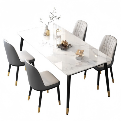 悦兴诚岩板餐桌长160cm+4椅套